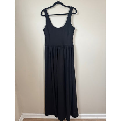 Show Me Your Mumu Black Maxi Dress Scoop Neck Side Slit XL Made in USA
