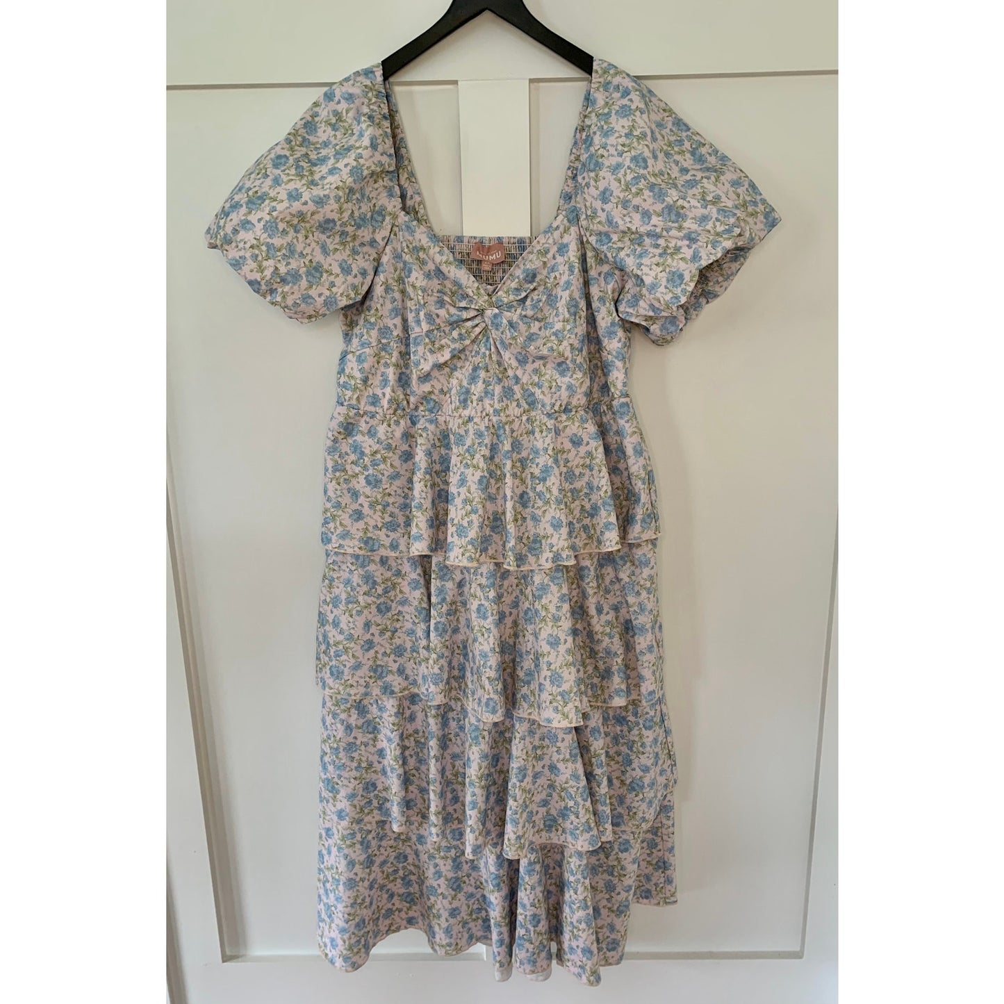 Show Me Your Mumu Va Va Midi Dress in Charming Rose Size 2X Floral Puff Sleeve
