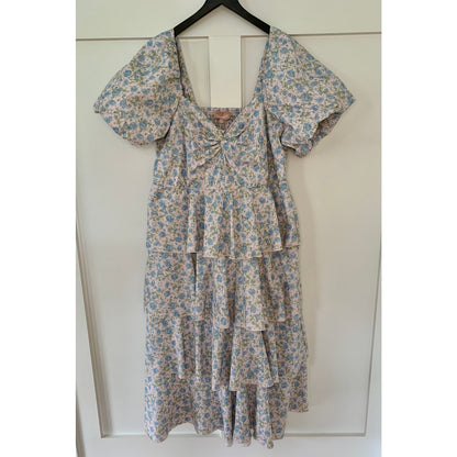 Show Me Your Mumu Va Va Midi Dress in Charming Rose Size 2X Floral Puff Sleeve