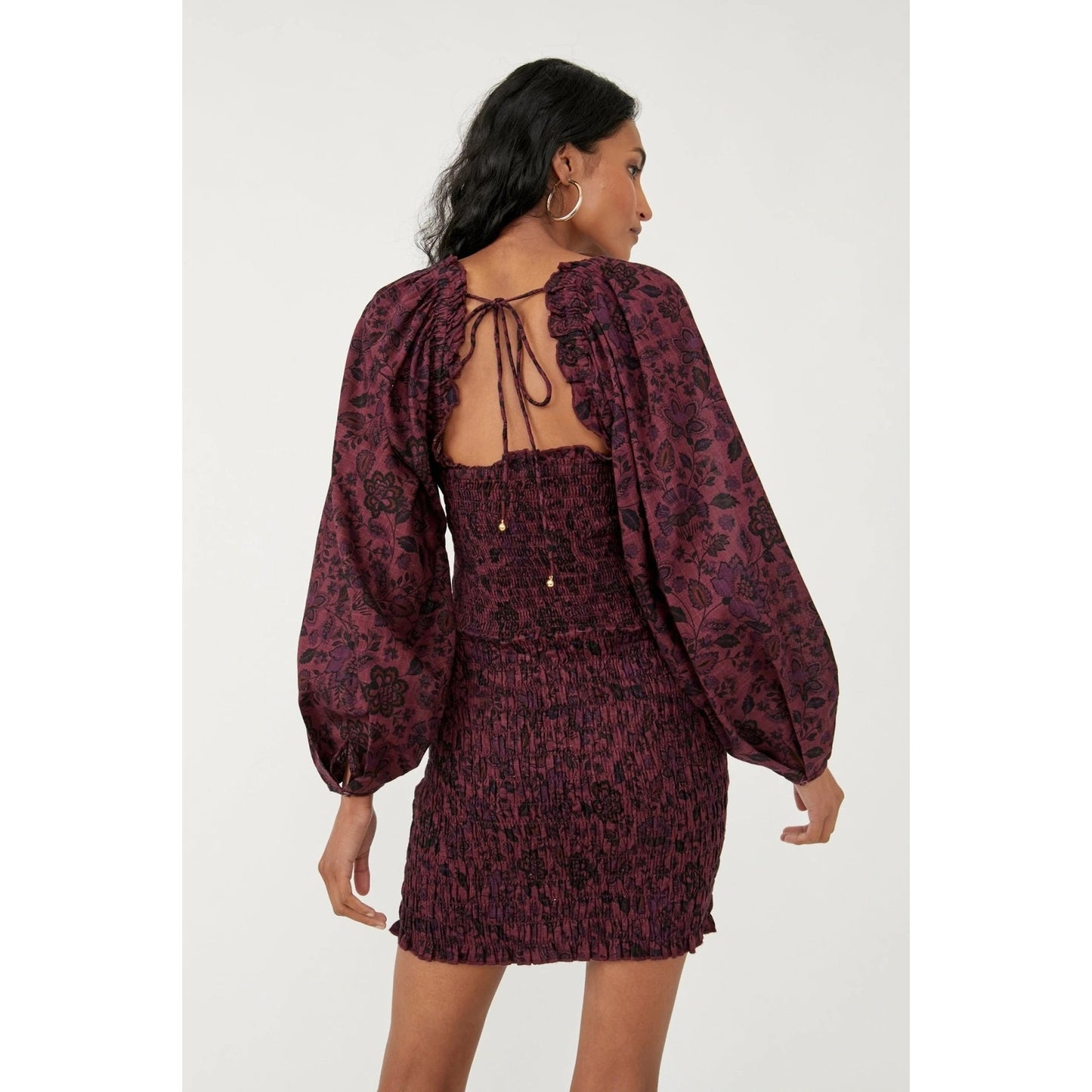 Free People Smock It To Me Mini Dress in Hazelnut Combo Size XS