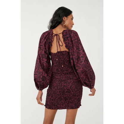 Free People Smock It To Me Mini Dress in Hazelnut Combo Size XS