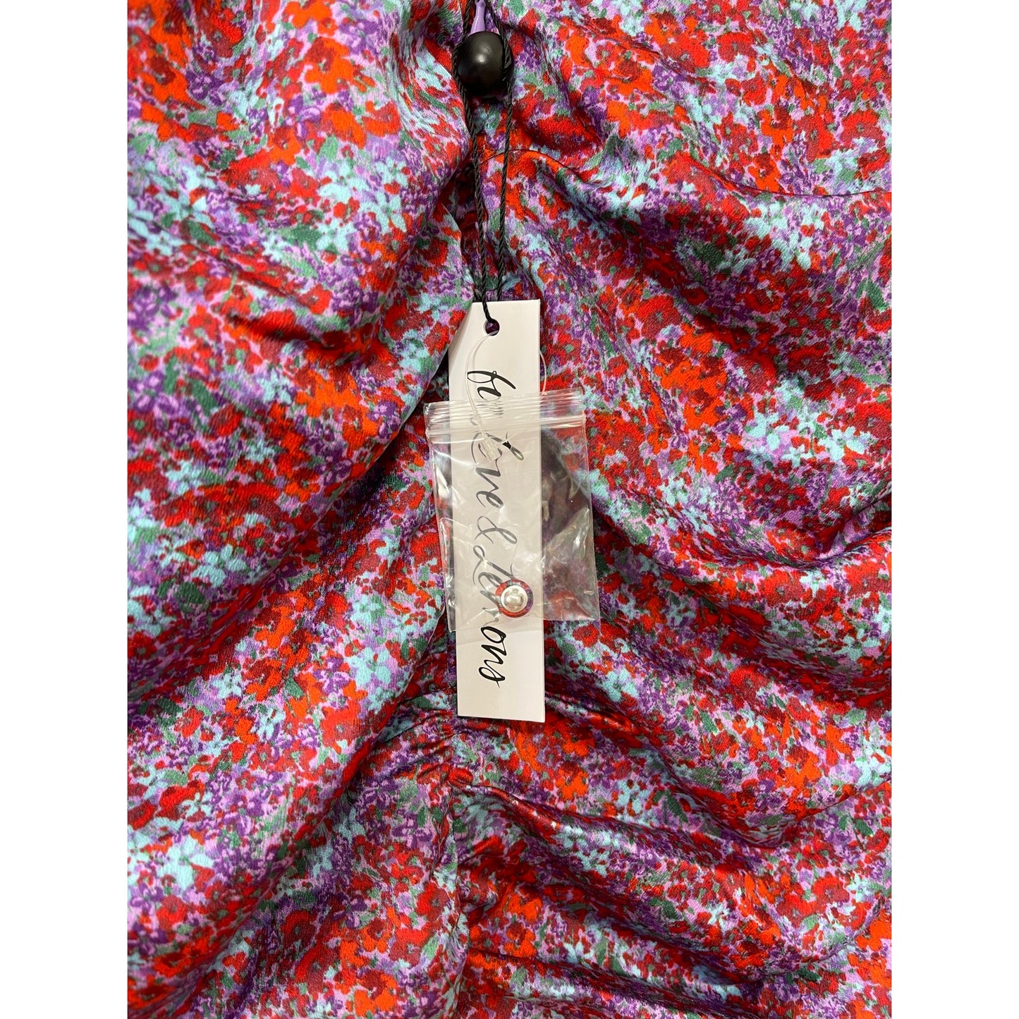 For Love & Lemons Charlie Midi Dress Size XS Blossom Puff Sleeve Asymmetrical