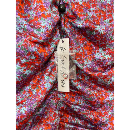 For Love & Lemons Charlie Midi Dress Size XS Blossom Puff Sleeve Asymmetrical
