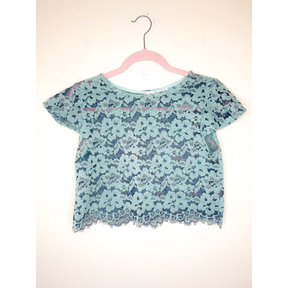 Alexis Light Blue Lace Crop Top Skirt Set Size Small