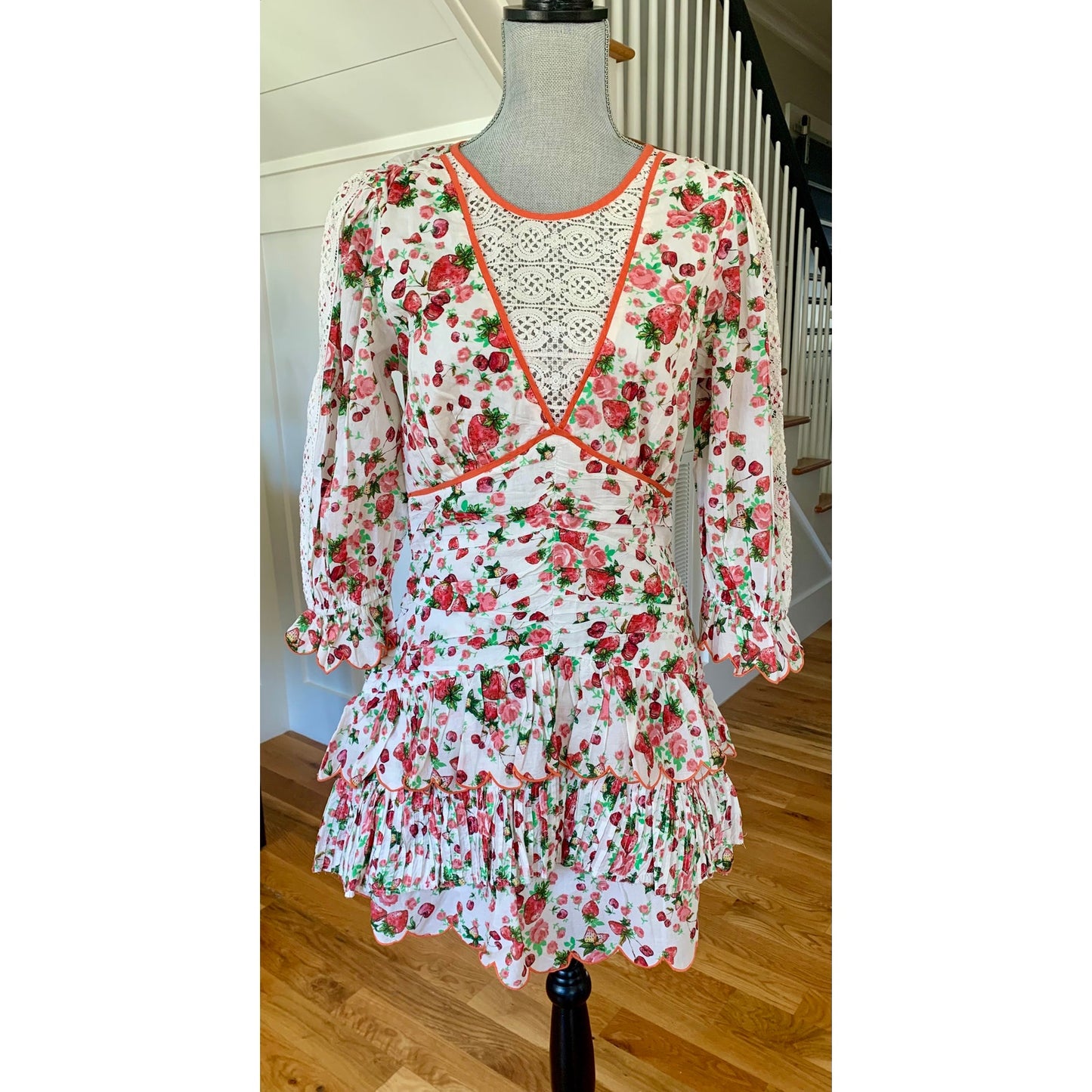 Love Shack Fancy Marquise Dress in Cloudy Pop Rocks Size 10 Tiered Ruffle Lace