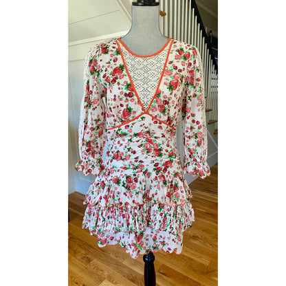 Love Shack Fancy Marquise Dress in Cloudy Pop Rocks Size 10 Tiered Ruffle Lace