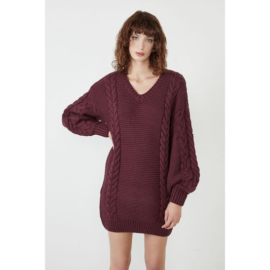 Bardot Bell Knit Dress in Burgundy Size XS
