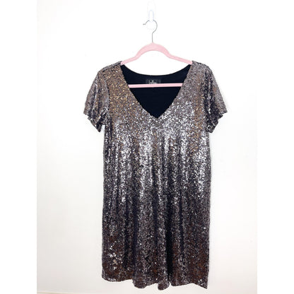 Lulus Light Up The Night Charcoal Sequin Shift Dress Size Small