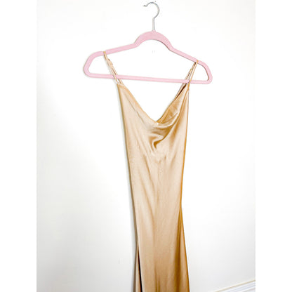 Show Me Your Mumu Tuscany Maxi Slip Dress in Champagne Luxe Satin Size Small