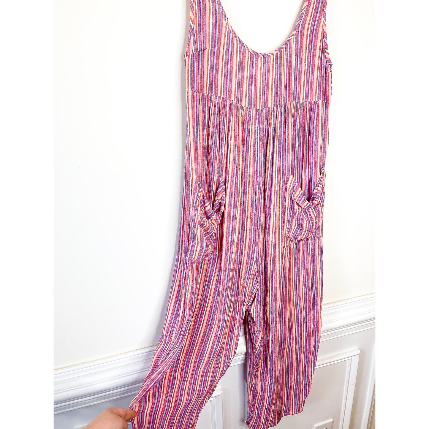 Urban Outfitters Out From Under Rainbow Stripe Scoop Neck Jumpsuit Size Medium