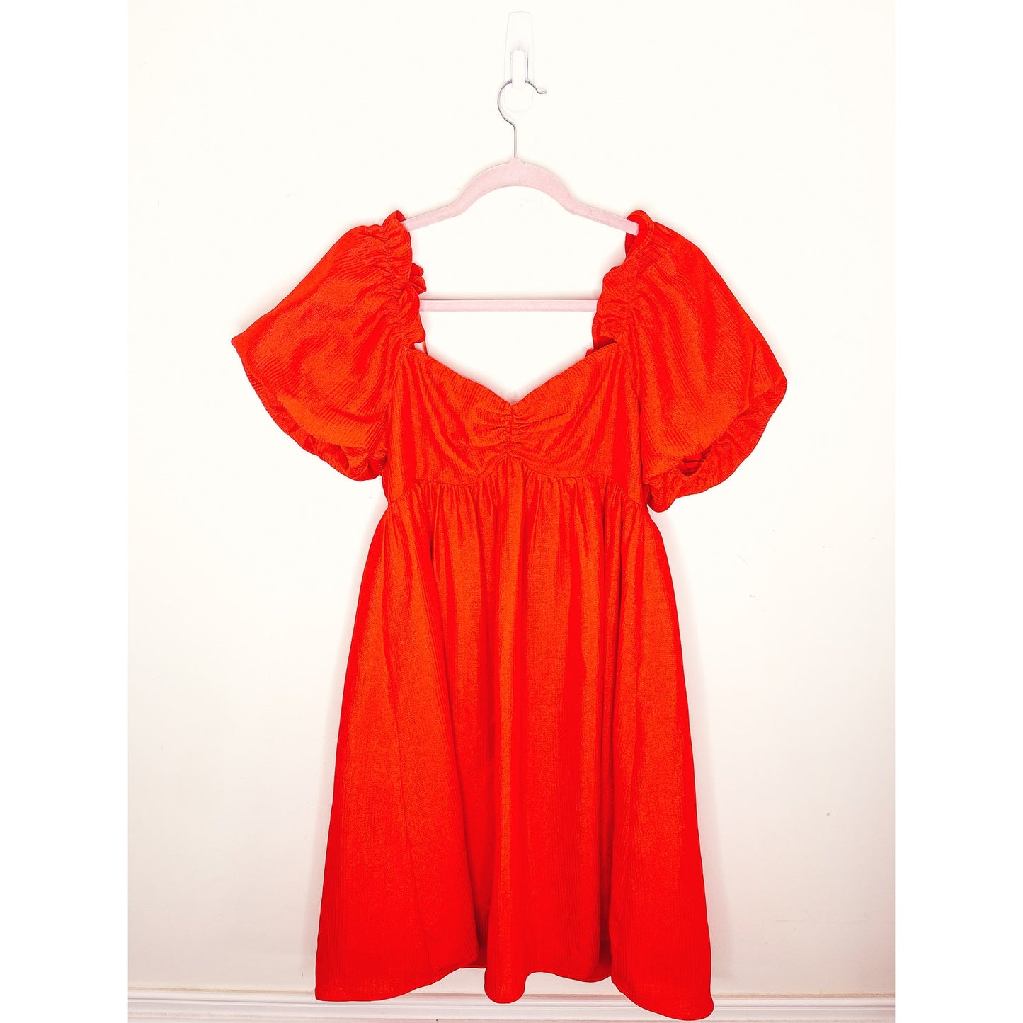 English Factory Red Balloon Sleeve Mini Dress Size Small