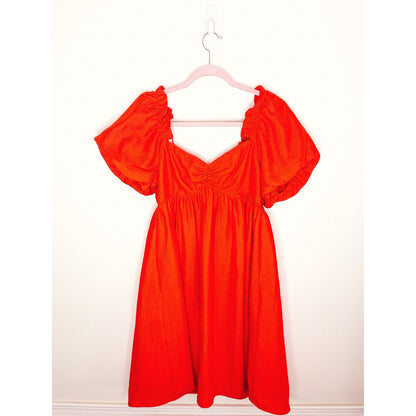 English Factory Red Balloon Sleeve Mini Dress Size Small