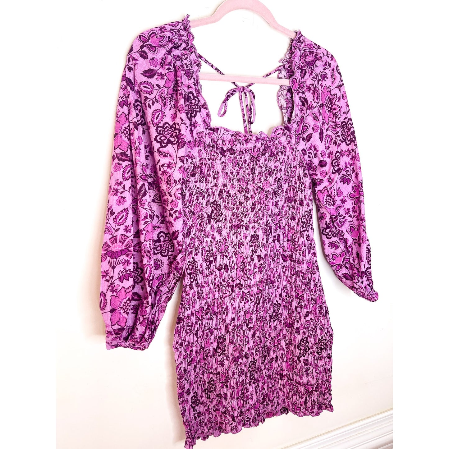 Free People Smock It To Me Mini Dress in Azalea Combo Size XS