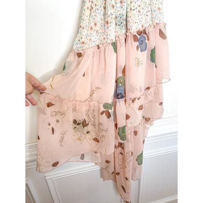 Free People Floral Skies Hi-Low Ruffle Midi Dress Size Medium