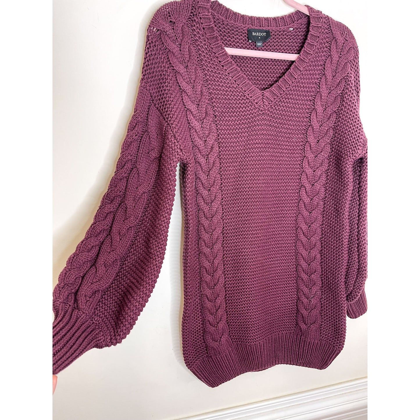 Bardot Bell Knit Dress in Burgundy Size XS