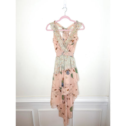 Free People Floral Skies Hi-Low Ruffle Midi Dress Size Medium