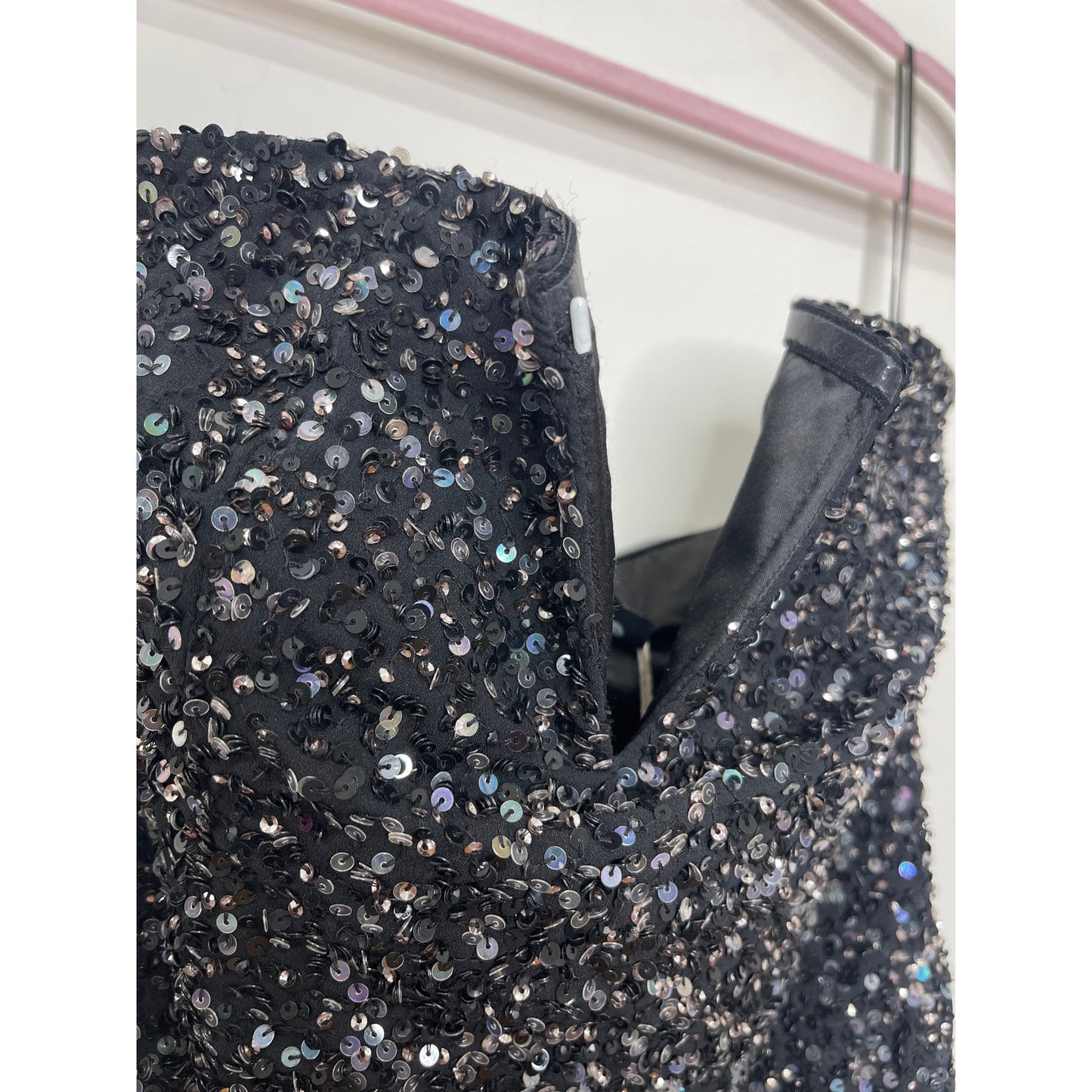Retrofete Omer Sequin Mini Dress Small Gunmetal Black Embellished Sleeveless