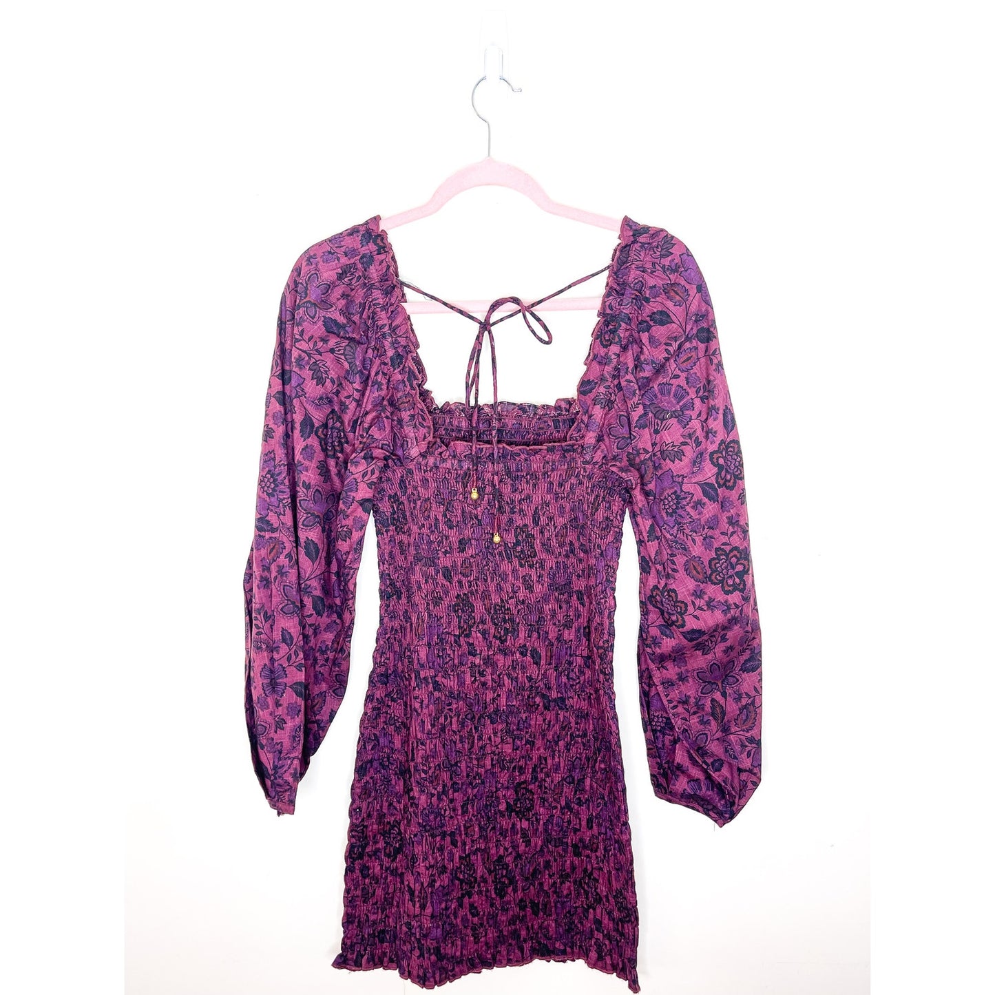 Free People Smock It To Me Mini Dress in Hazelnut Combo Size XS