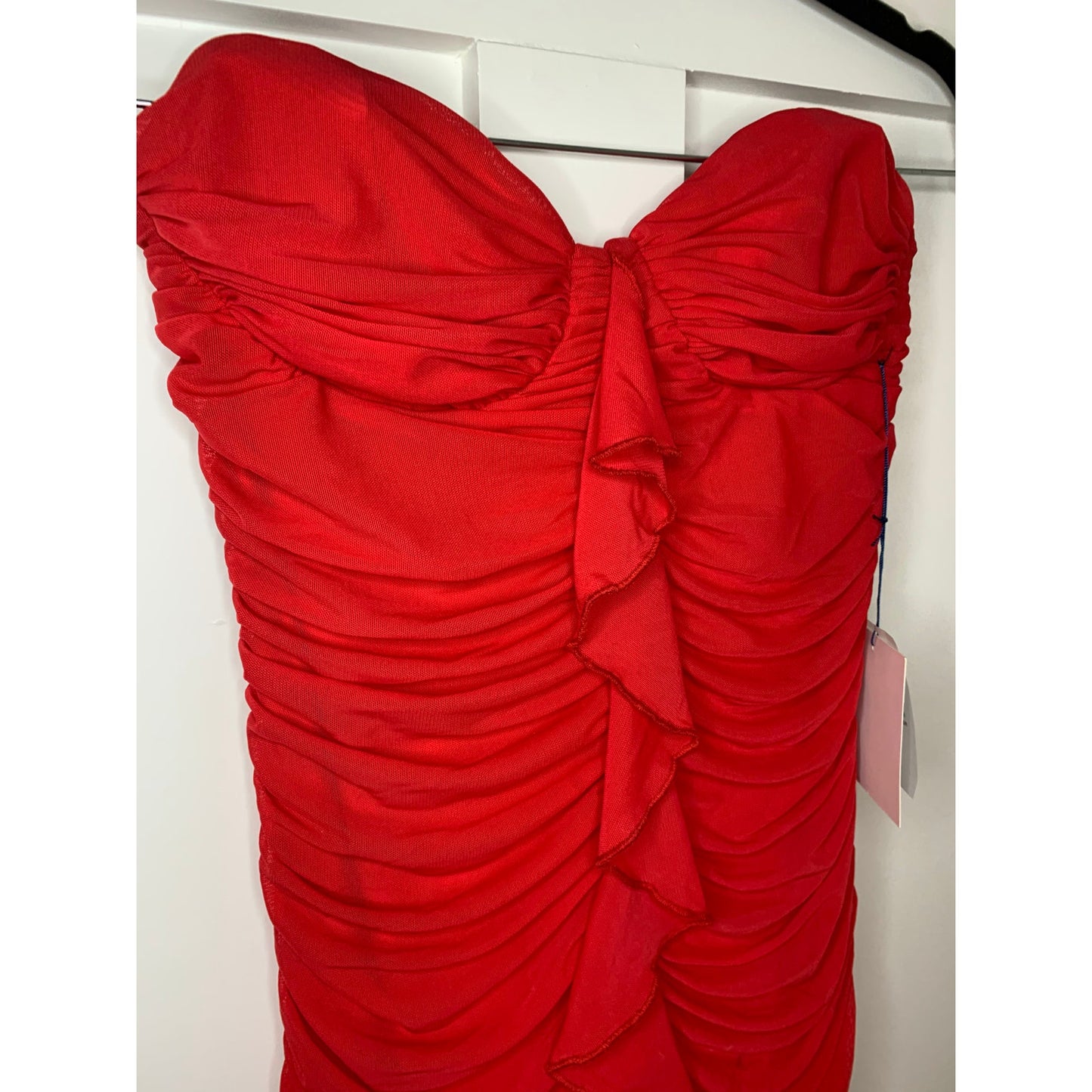 Majorelle Giules Strapless Gown in Cherry Red Dress Medium Ruffle Lined Party