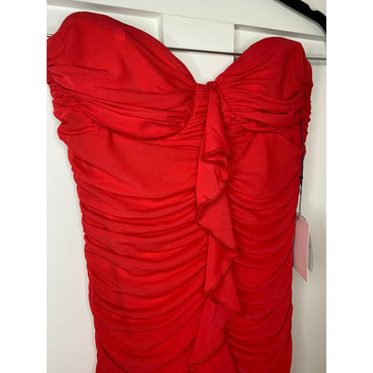 Majorelle Giules Strapless Gown in Cherry Red Dress Medium Ruffle Lined Party