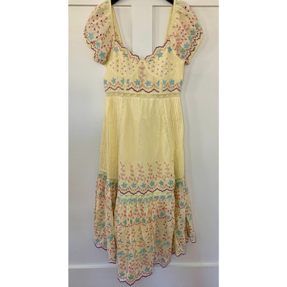Love Shack Fancy Magena Dress in Rise and Shine Size 6 Short Sleeve Embroidered