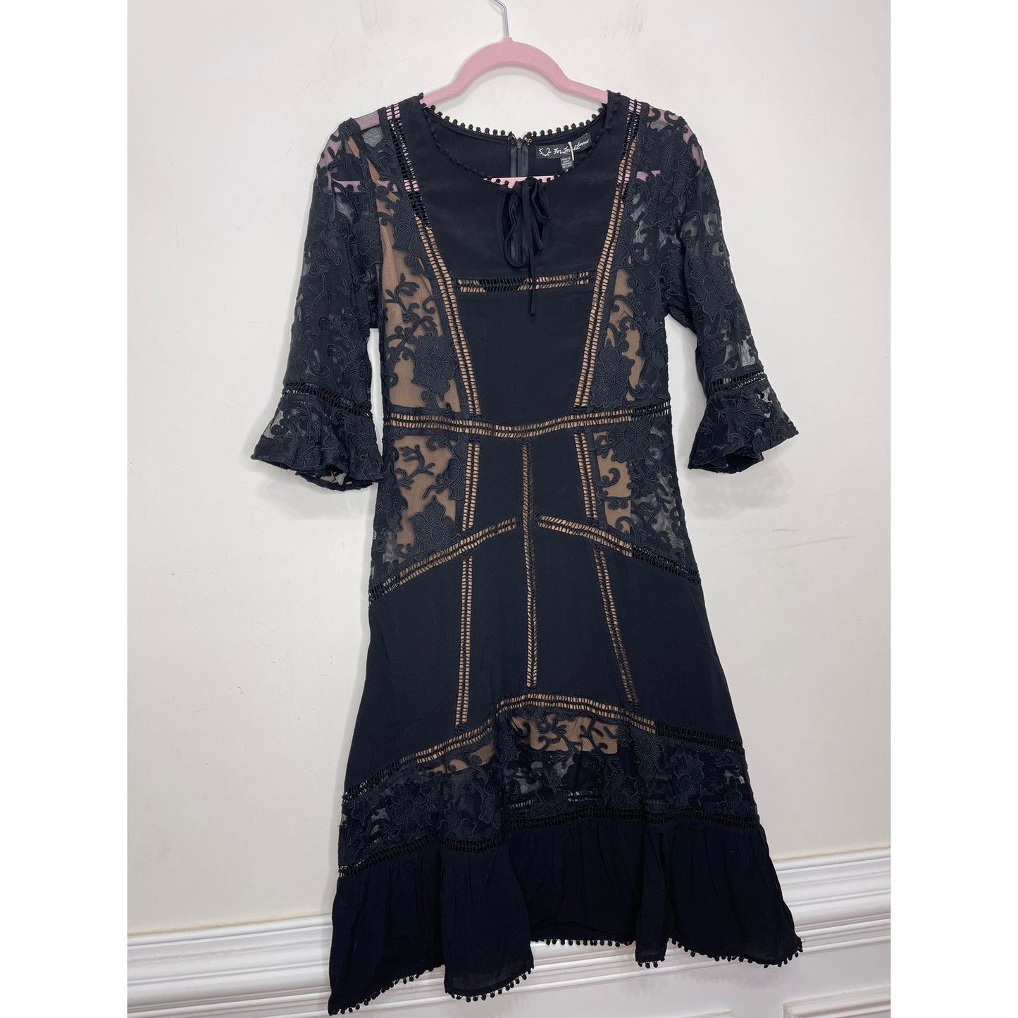 For Love and Lemons Ellery Dress Medium Sheer Half Sleeve Ruffle Gothic Party