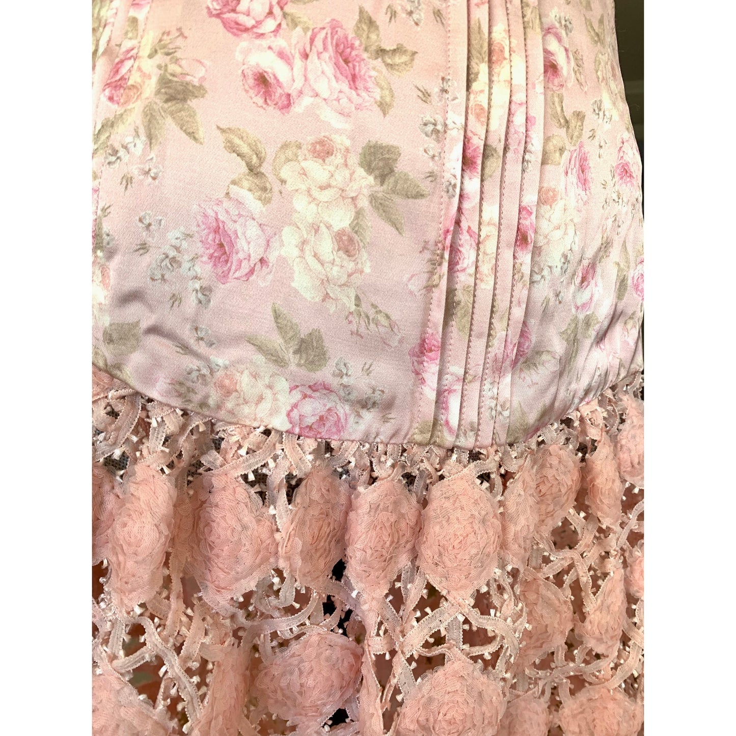 For Love & Lemons Pink Floral Maxi Dress Size XL Sleeveless Pleated Open Back