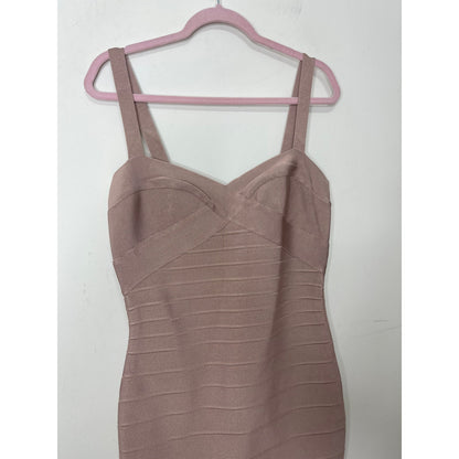 Herve Leger Bandage Sweetheart Strappy Mini Dress in Bare Large Sleeveless