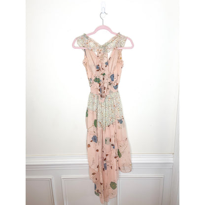 Free People Floral Skies Hi-Low Ruffle Midi Dress Size Medium