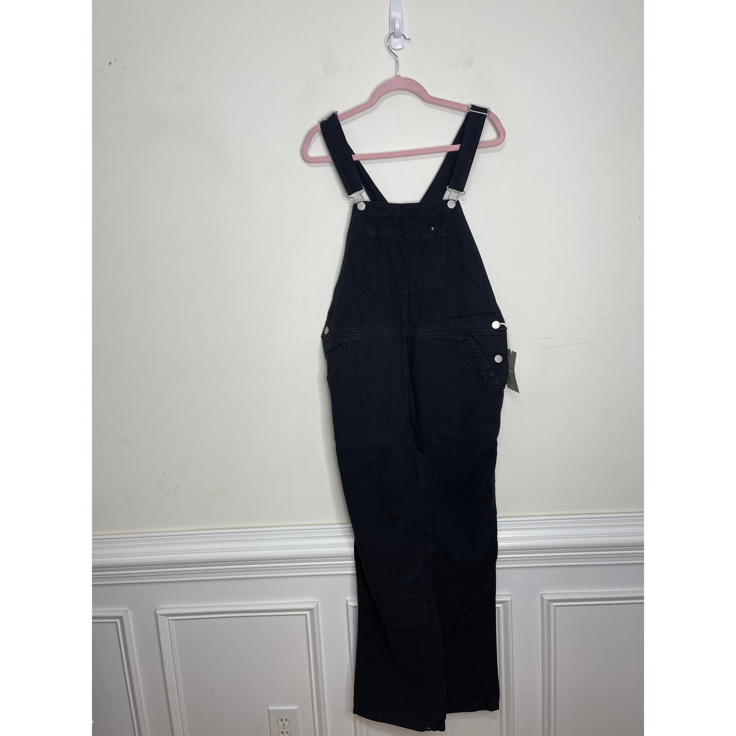 Everlane The Cotton Canvas Overalls in Black Size 8 Straight Leg Bib Pocket