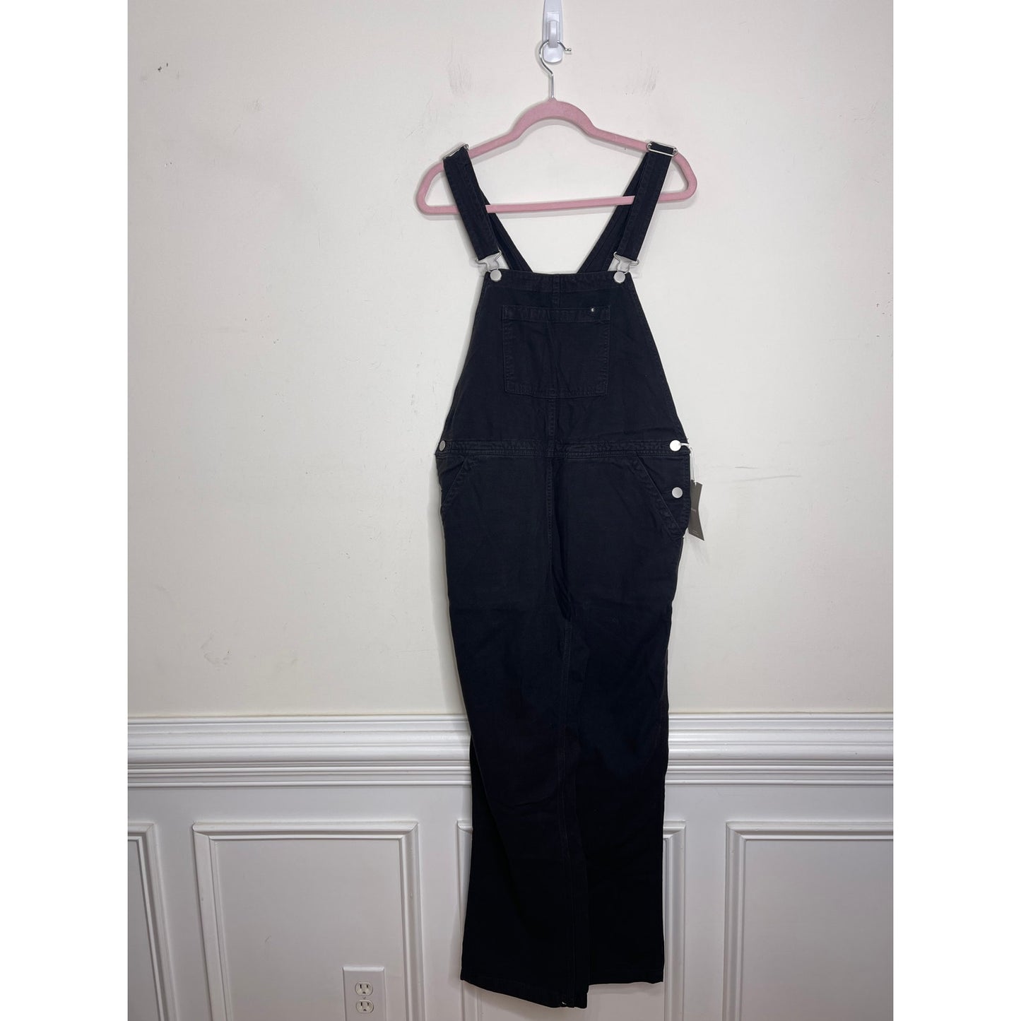 Everlane The Cotton Canvas Overalls in Black Size 8 Straight Leg Bib Pocket