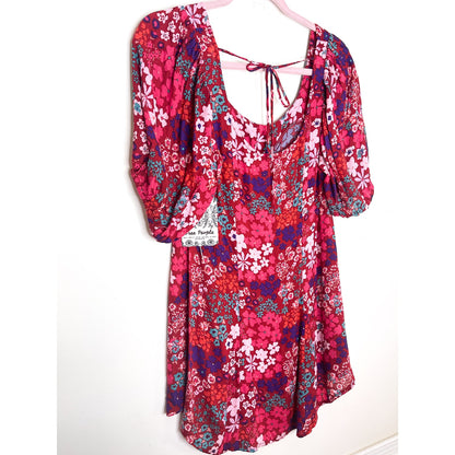 Free People Callie Printed Tunic in Red Floral Combo Size XS