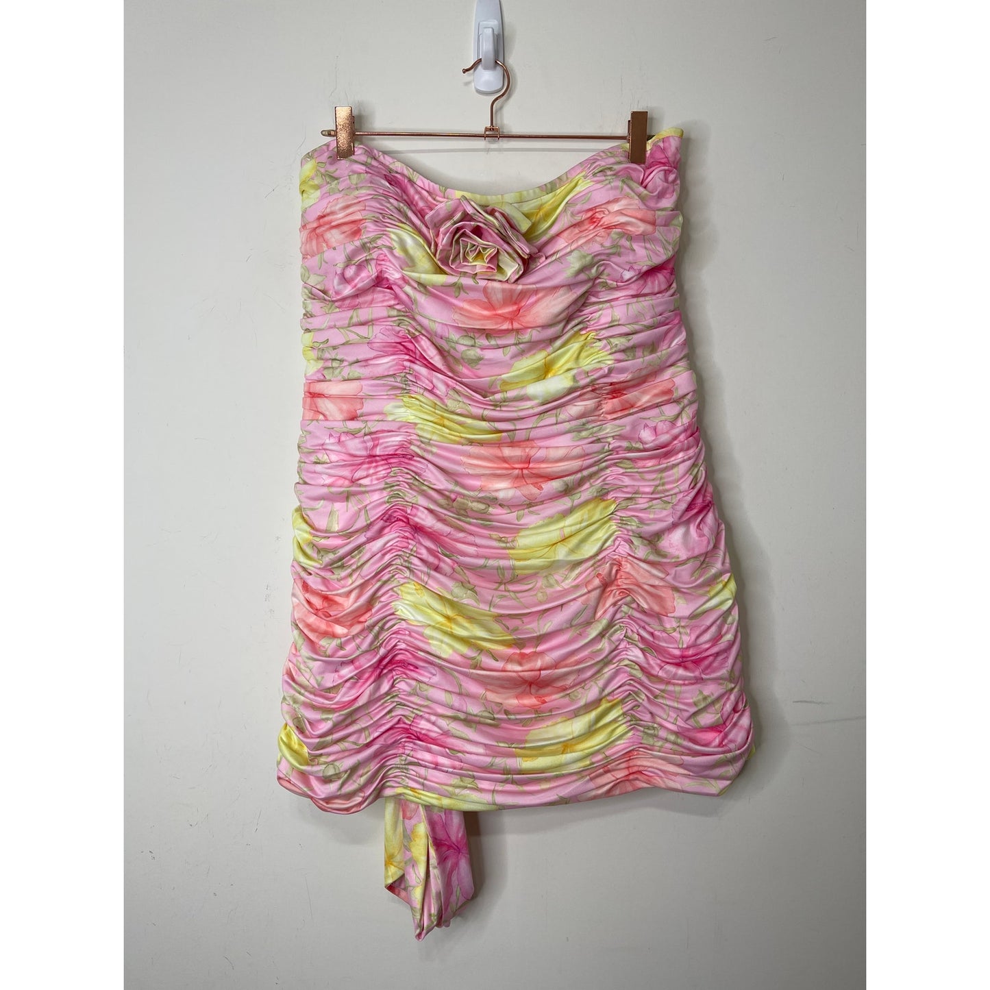 LoveShackFancy Nerra Mini Ruched Dress in Light Berry Tea Size 14 Floral Lined