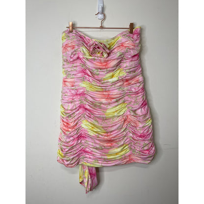 LoveShackFancy Nerra Mini Ruched Dress in Light Berry Tea Size 14 Floral Lined