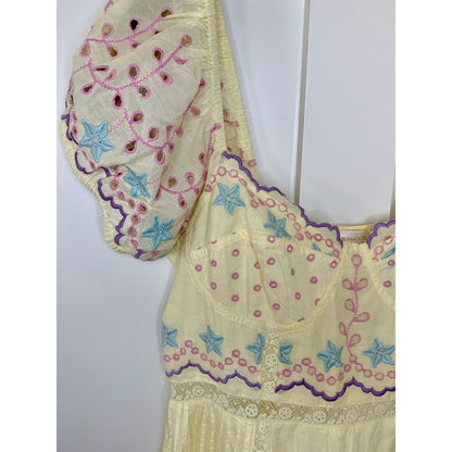 Love Shack Fancy Magena Dress in Rise and Shine Size 6 Short Sleeve Embroidered