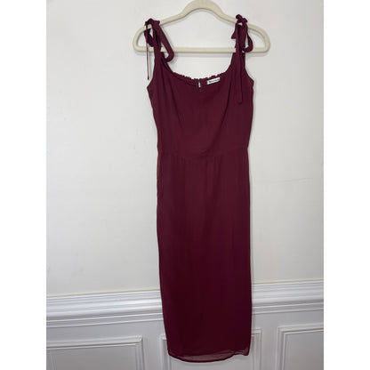 Reformation Besse Midi Dress in Plum Size 10 Sleeveless Lined Lace Tie Smocked