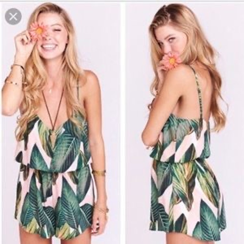 Show Me Your Mumu Rory Romper in Banana Leaf Print Size Large