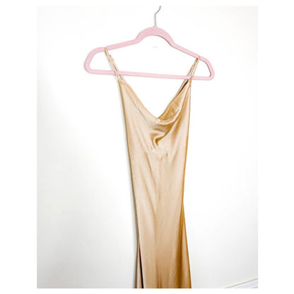 Show Me Your Mumu Tuscany Maxi Slip Dress in Champagne Luxe Satin Size XS