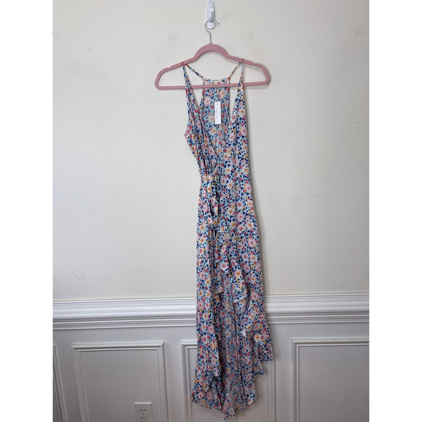 Poupette St. Barth Tamara Floral Wrap Maxi Dress Small Floral Print Sleeveless