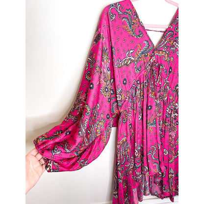 Free People Arzel Printed Mini Dress in Pink Combo Size XS