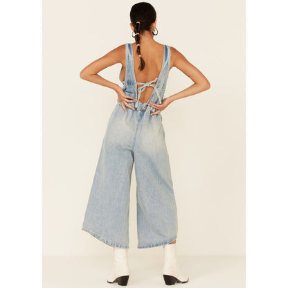Free People Alora Denim Jumpsuit In Stillwater Blue Size Small