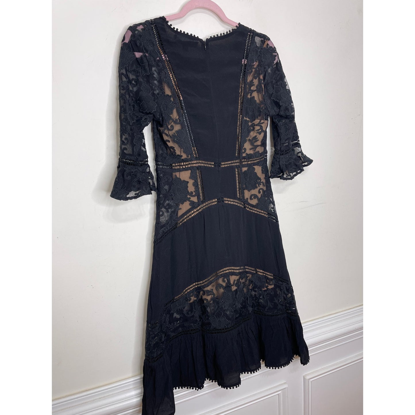 For Love and Lemons Ellery Dress Medium Sheer Half Sleeve Ruffle Gothic Party