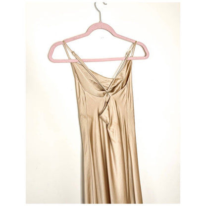 Show Me Your Mumu Tuscany Maxi Slip Dress in Champagne Luxe Satin Size Medium SMYM22