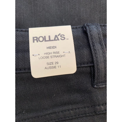 Rolla's Heidi Jean High Rise Loose Straight Coated Black Size 29 Zip Fly Pockets