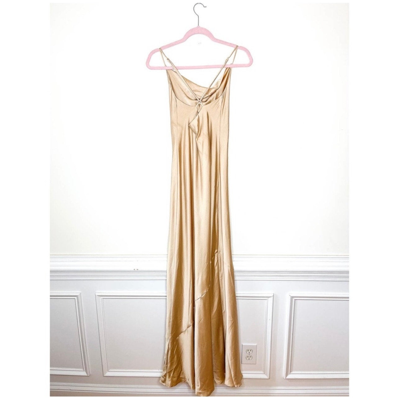 Show Me Your Mumu Tuscany Maxi Slip Dress in Champagne Luxe Satin Size XS