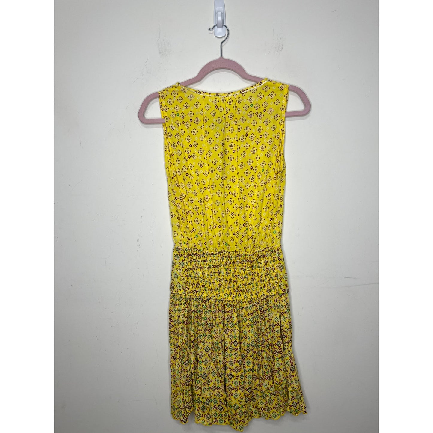 Poupette St. Barth Sylvia Sleeveless Mini Dress in Yellow Small Tiered Casual