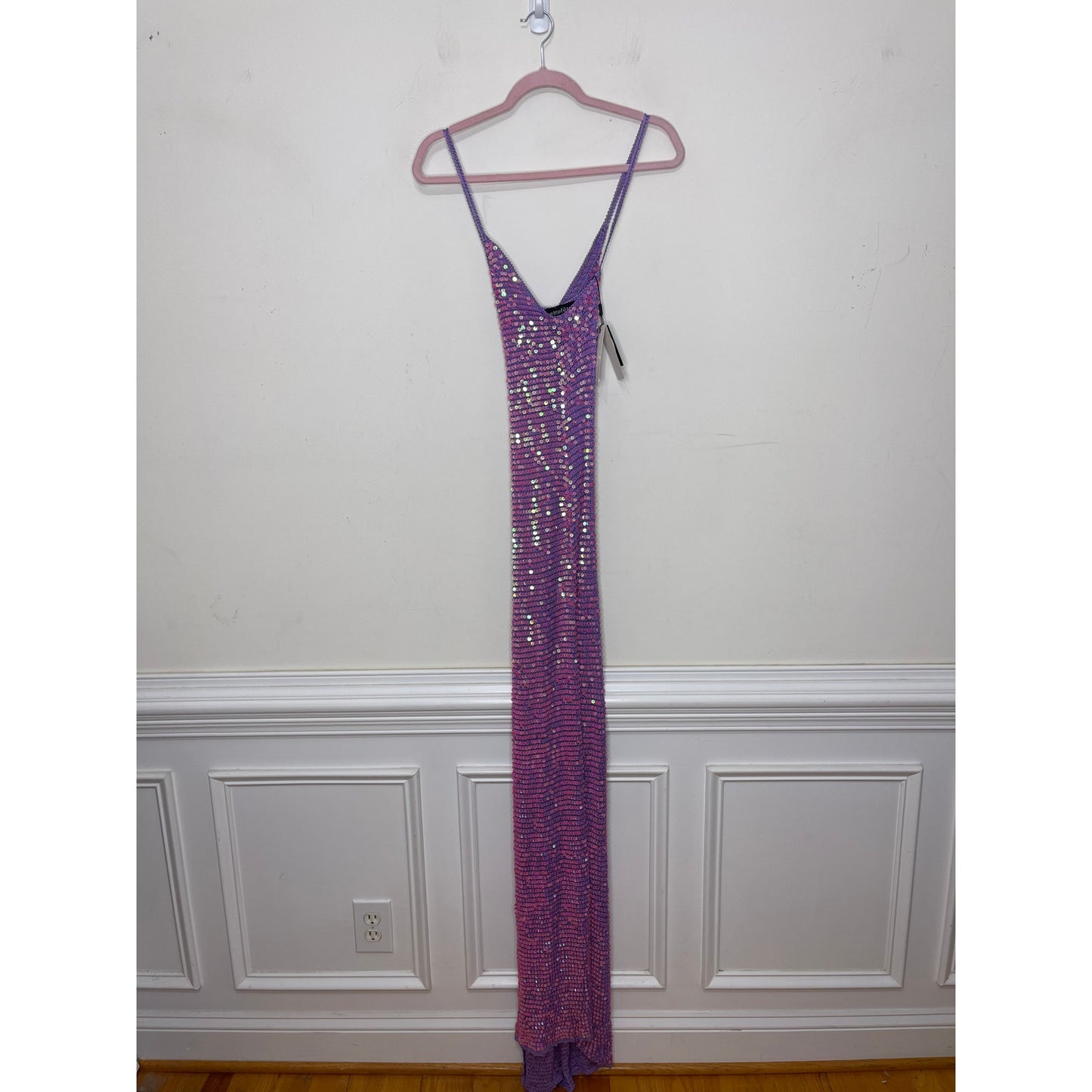 Retrofete Marie Dress in Iridescent Lilac Pink Size M/L Sleeveless Embellished