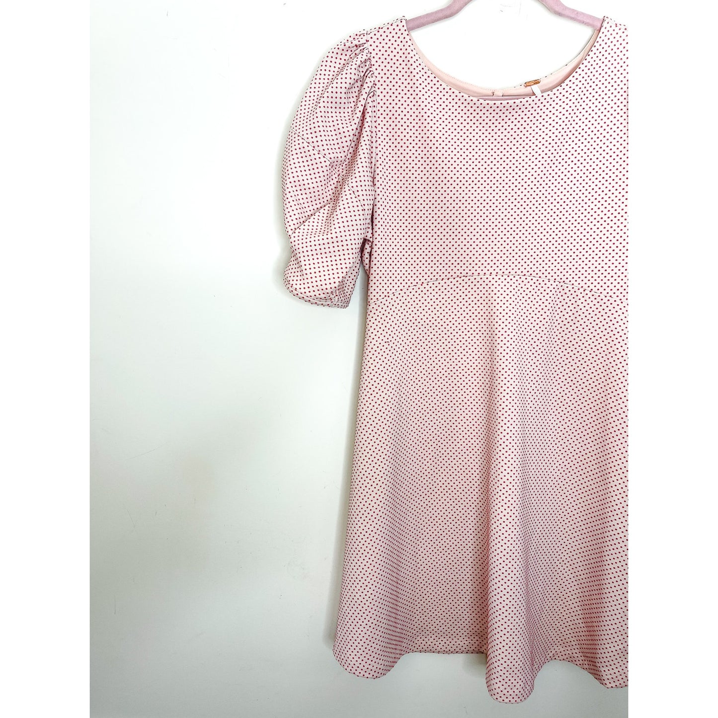 Free People Penelope Pink Polkadot Puff Sleeve Dress Size XS