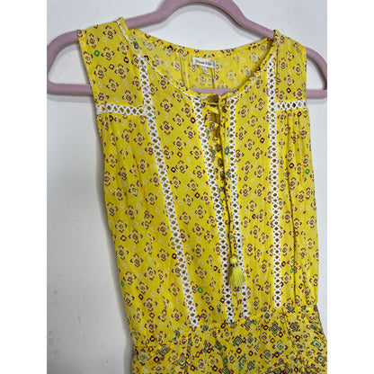 Poupette St. Barth Sylvia Sleeveless Mini Dress in Yellow Small Tiered Casual