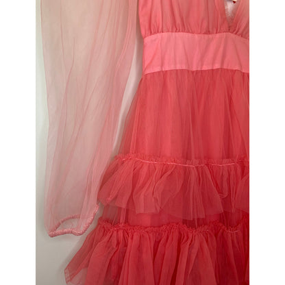 Love Shack Fancy Francoise Gown Millennial Pink Ombre Size 2 Long Sleeve Ruffle
